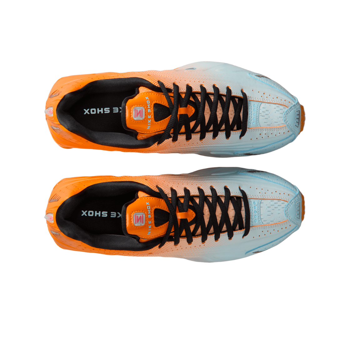 (W) 나이키 샥스 R4 비비드 오렌지 앤 글레이셔 블루((W) Nike Shox R4 Vivid Orange and Glacier Blue) - 2