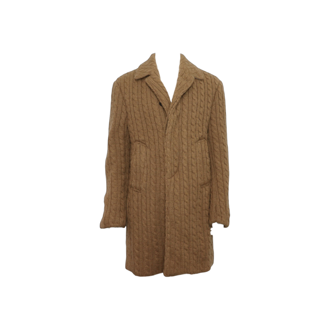 ITNBDBQPOKGL THOM BROWNE Camel Cable Overcoat for Men