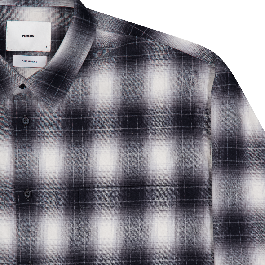 퍼렌 릴렉스드 플란넬 셔츠 옴브레 체크(PERENN Relaxed Flannel Shirts Ombre Check) - 3