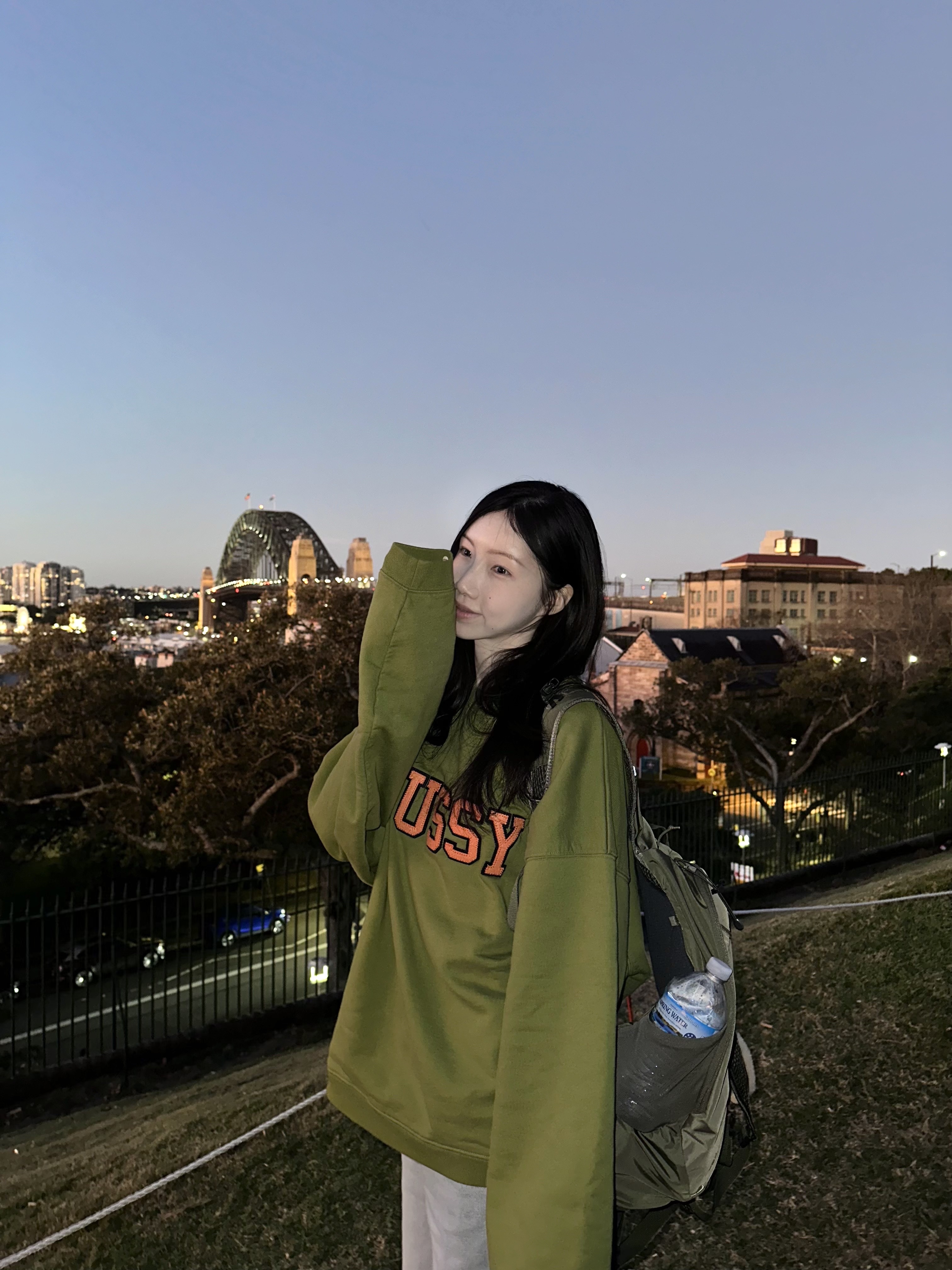 Stussy Relaxed Oversized Crew Green, Salomon x Comme des Garcons Pulsar Platform White 착용 스타일 - 4