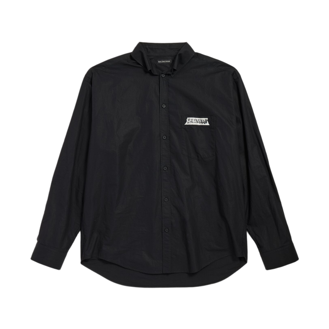 857809TRM281000 Balenciaga Masking Tape Long Sleeve Shirt Large Fit Black