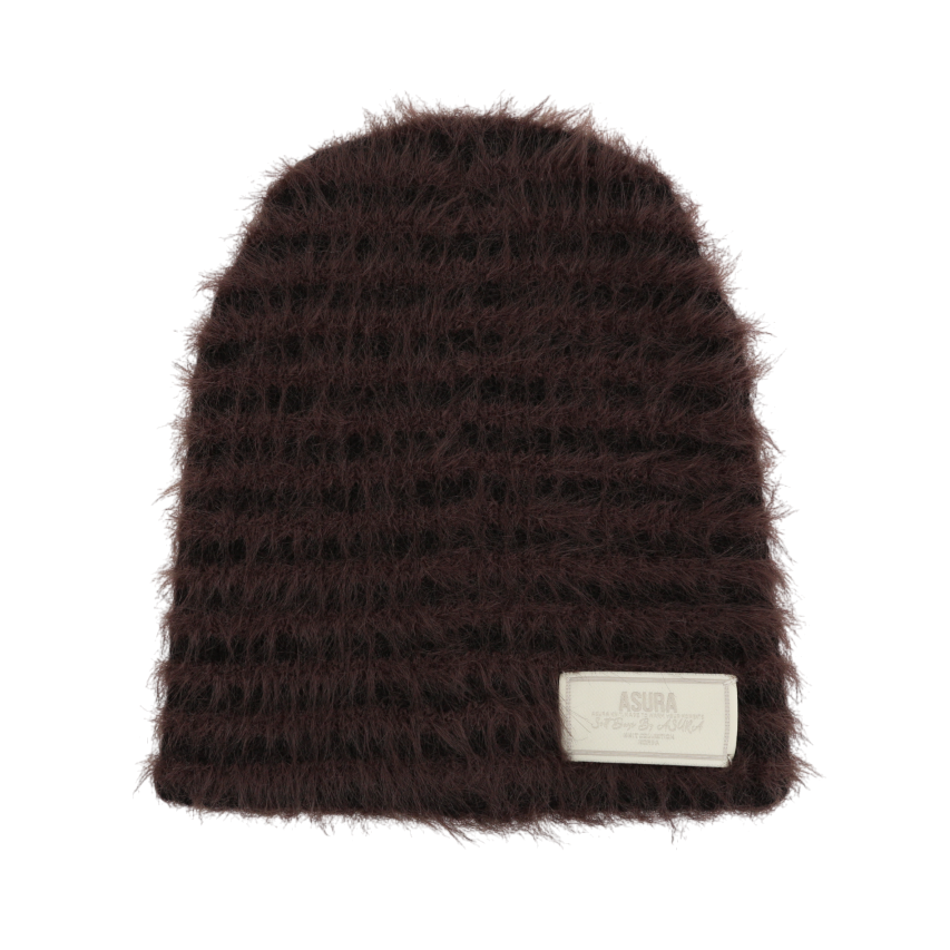 A25FWACC21CC0F Asura Fluffy Stripe Beanie Charcoal