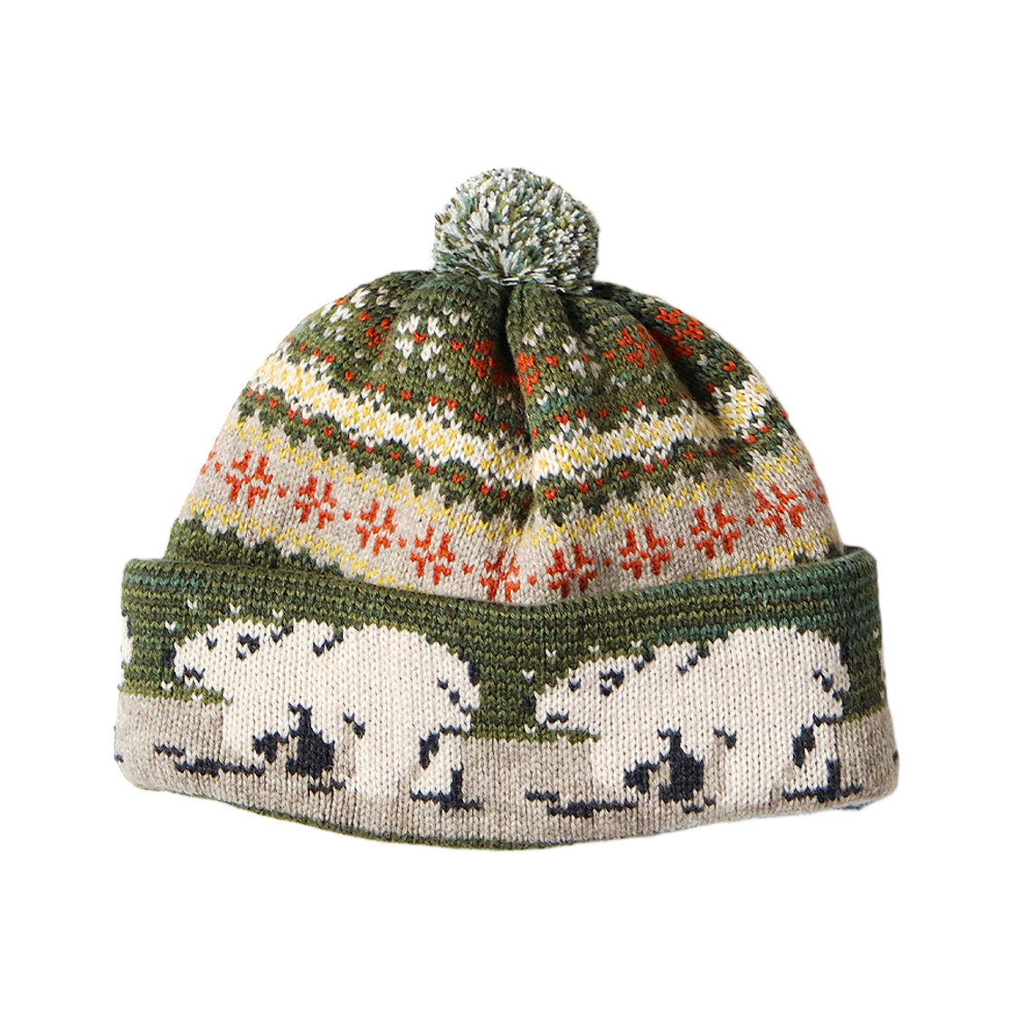 K2511XH550 Kapital 5G Wool Polar Bear Knit Cap Green