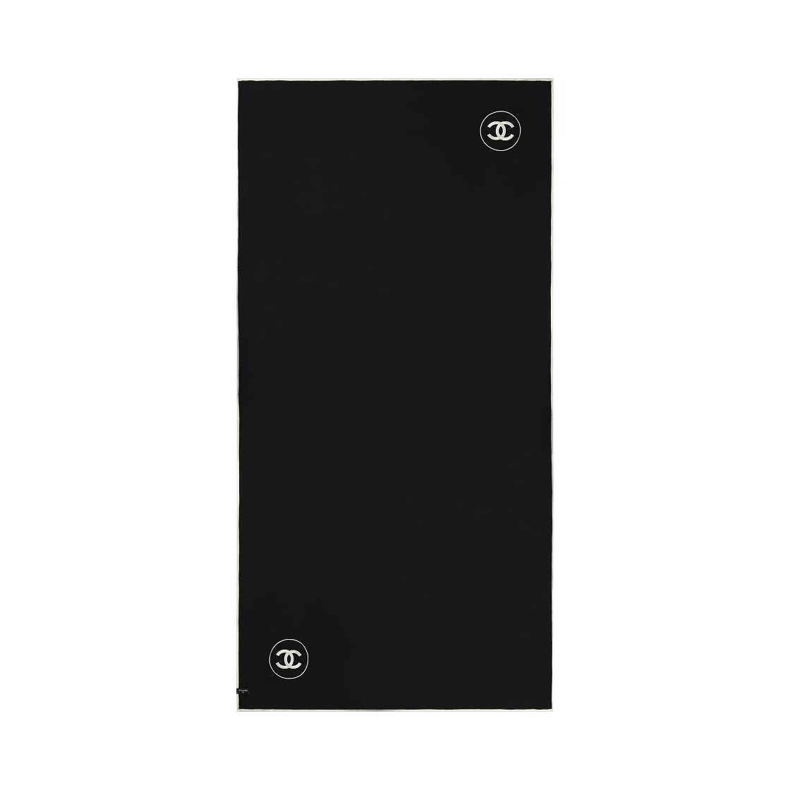 (W) 샤넬 스카프 캐시미어 실크 & 블랙 아이보리((W) Chanel Scarf Cashmere Silk & Black Ivory)