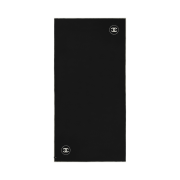 (W) Chanel Scarf Cashmere Silk & Black Ivory