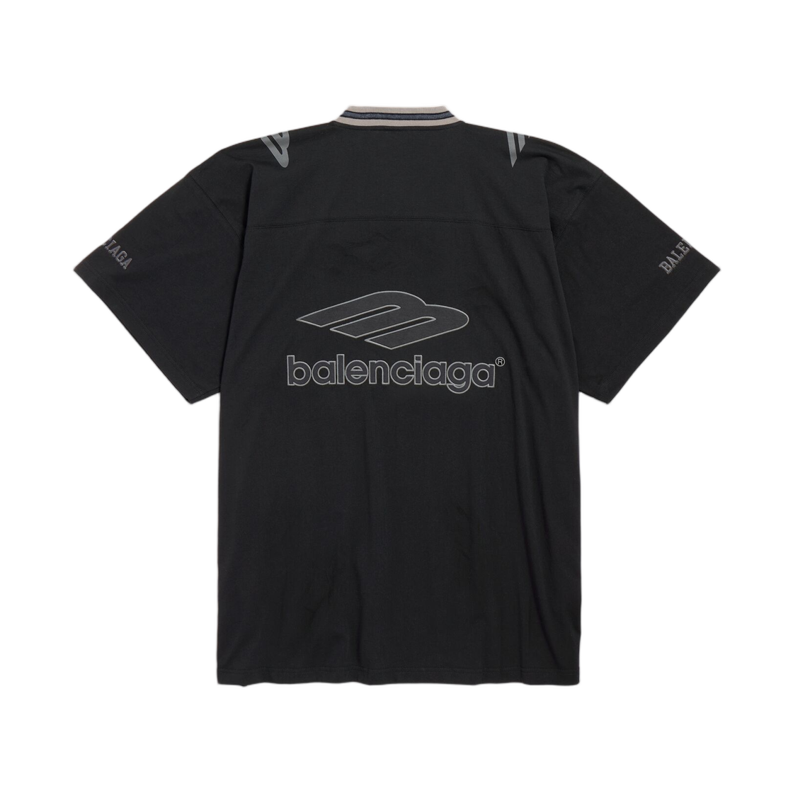 발렌시아가 3B 풋볼 브이넥 티셔츠 오버사이즈 블랙 앤트러사이트(Balenciaga 3B Football V-Neck T-Shirt Oversized Black Anthracite) - 2