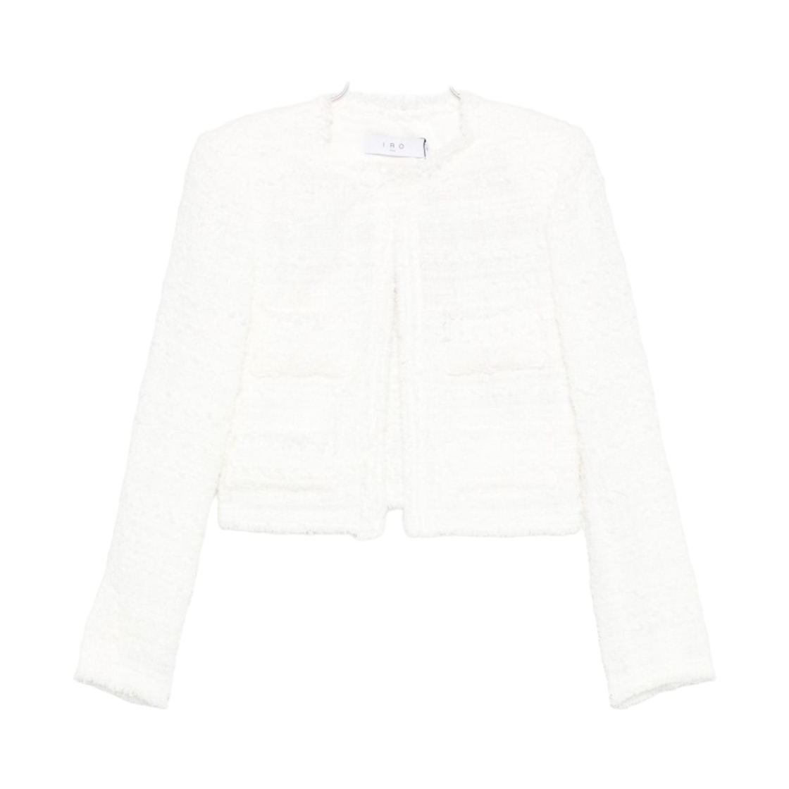 (W) 이로 프레이드 엣지 트위드 크롭 자켓 화이트((W) Iro Frayed Edge Tweed Cropped Jacket White)