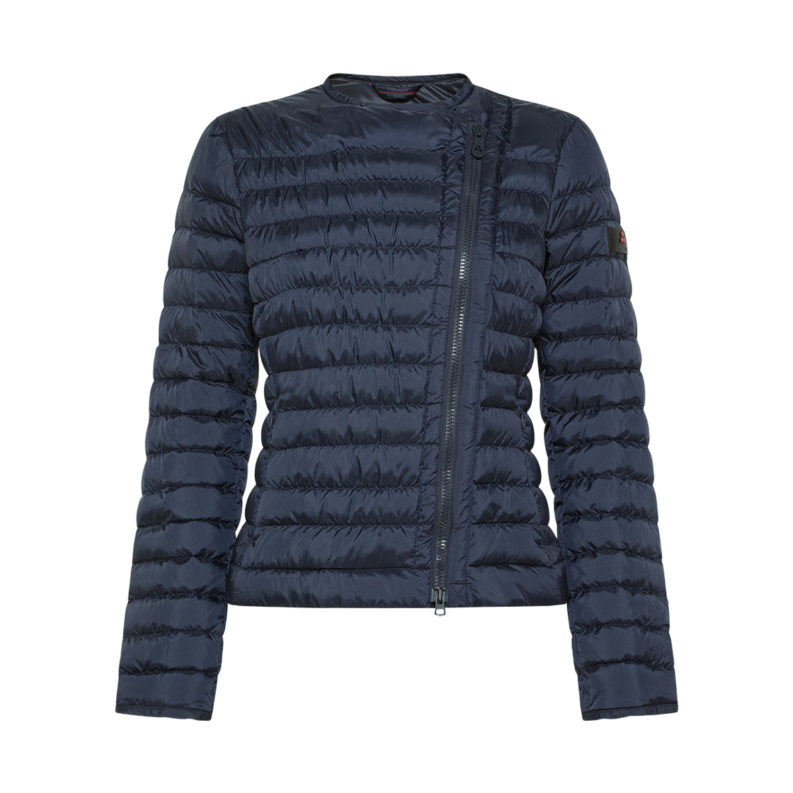 (W) 페트레이 달라시 MQN 05 슬랜티드 집 웨이스트 다운 자켓 그래파이트 블루((W) Peuterey Dalasi MQN 05 Waisted Down Jacket with Slanted Zip Graphite Blue)