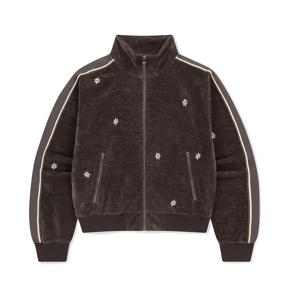 [트리플적립]썬러브 벨루어 트윙클 트랙 자켓 브라운([트리플적립]SUNLOVE Velour Twinkle Track Jacket Brown) - 1