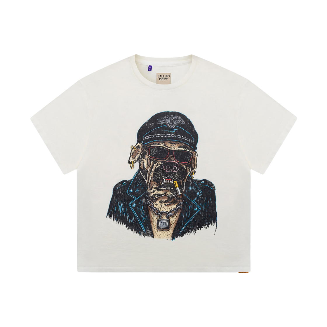 OBD-10284 Gallery Dept. Oct Biker Dog T-Shirt Light Archival White