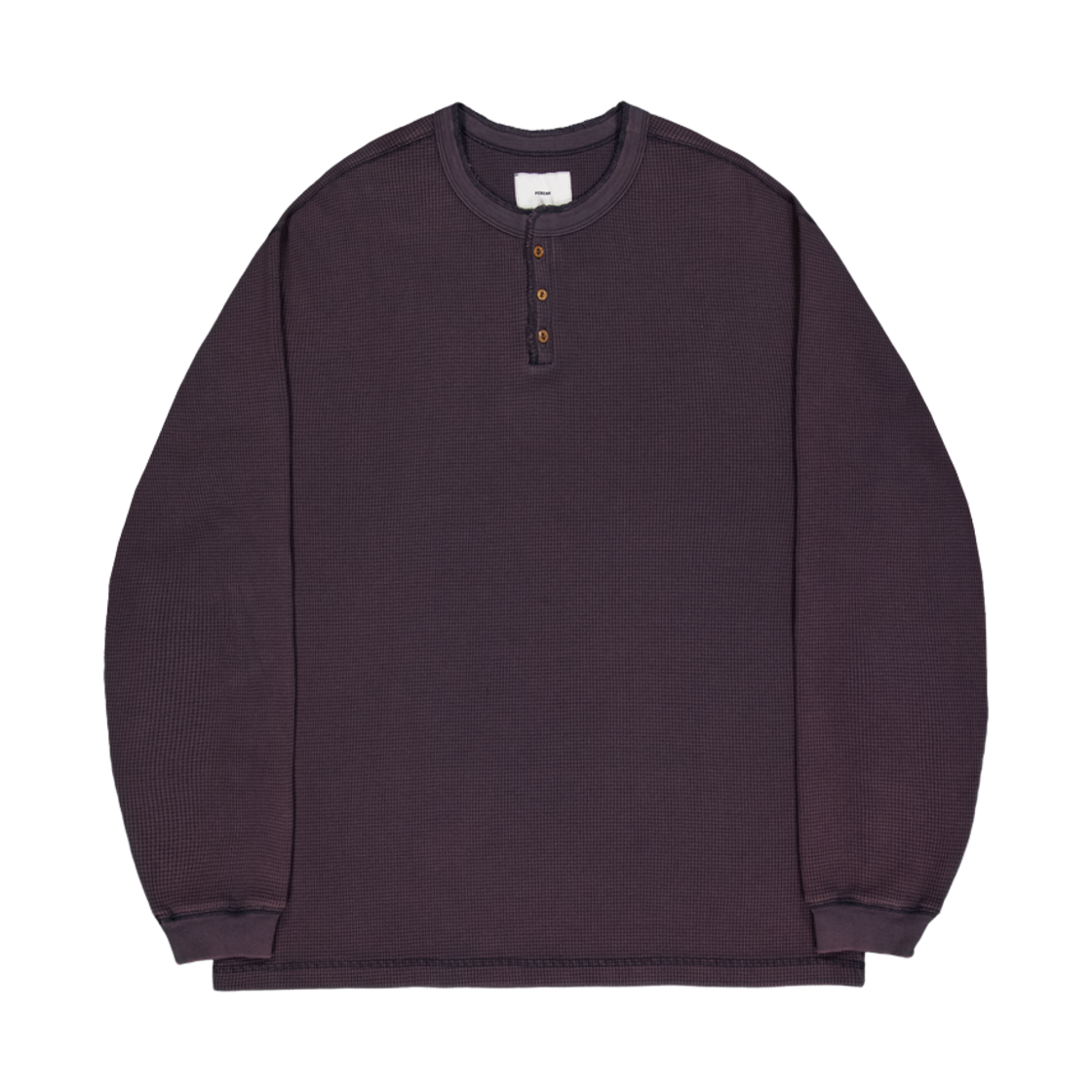 퍼렌 헨리넥 롱 슬리브 챠콜 퍼플(PERENN Waffle Henley Neck Long Sleeve Charcoal Purple)