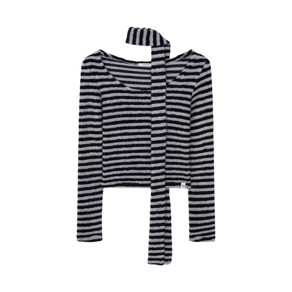 어글리쉐도우 스카프 라운드 티셔츠 스트라이프 네이비