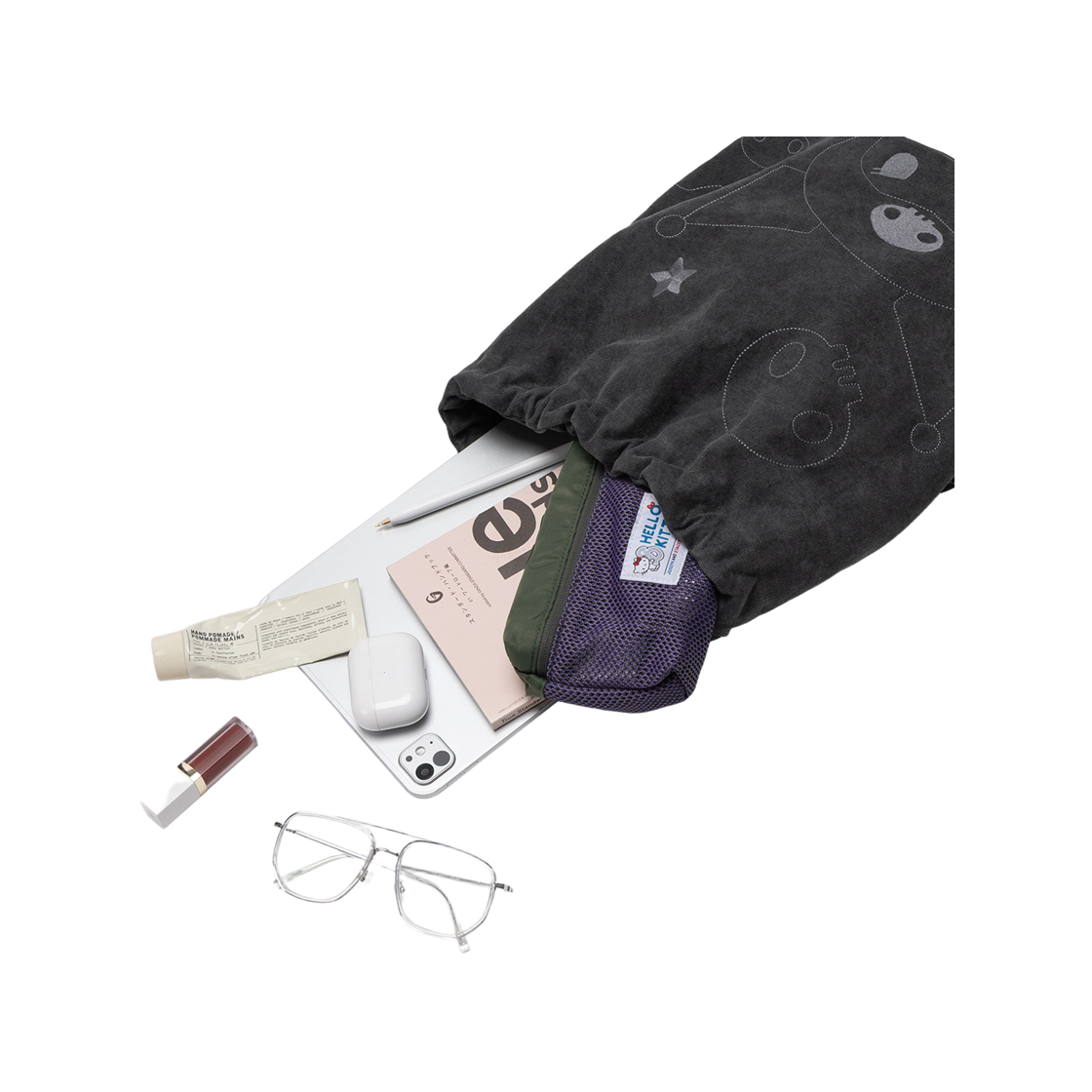 조셉앤스테이시 데님 스트링 백팩 쿠로미 워시드 차콜(Joseph&Stacey Denim String Backpack Kuromi Washed Charcoal) - 3