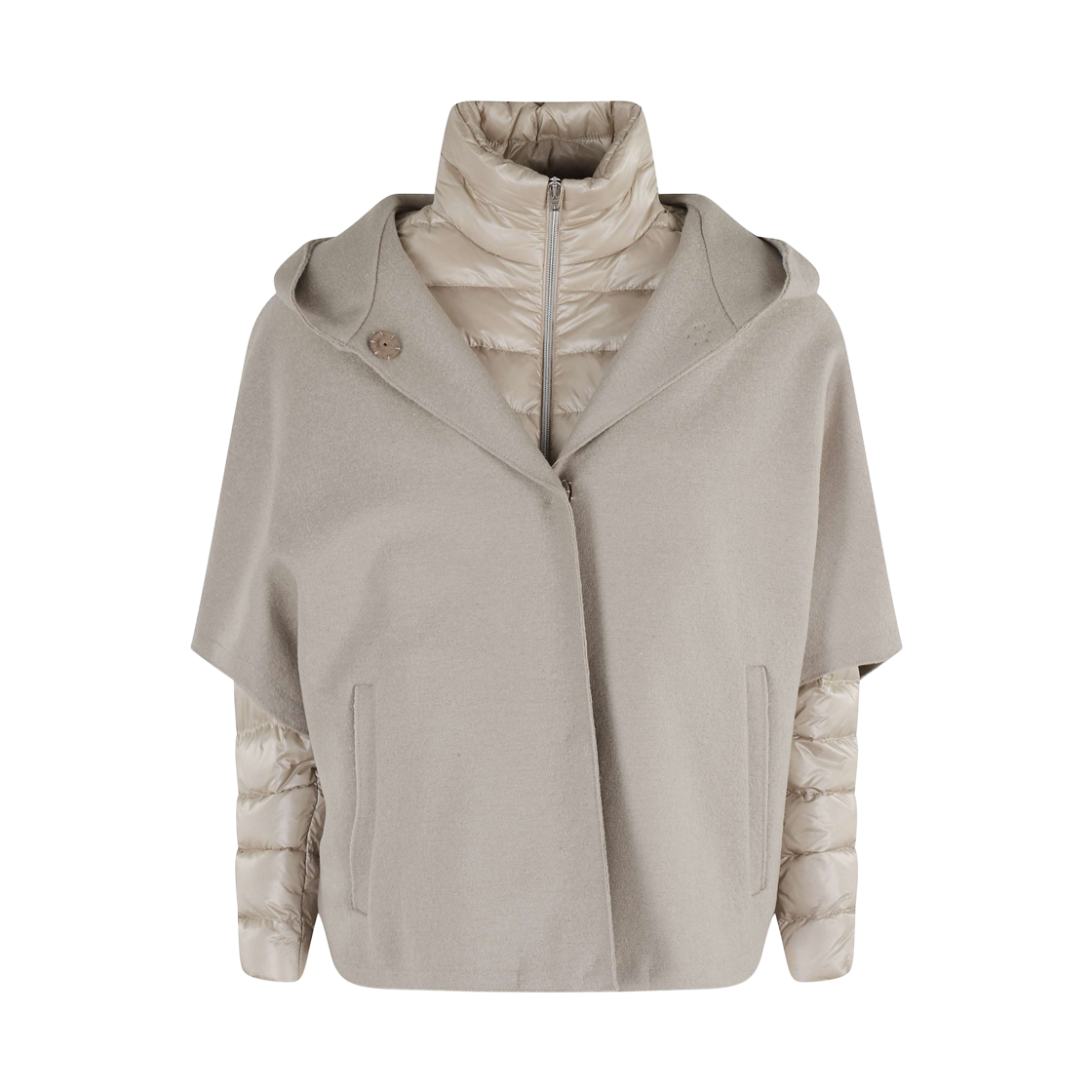 PI00154DR-33372-1983 (W) Herno Felted Wool Nylon Ultralight Resort Cape Chantilly