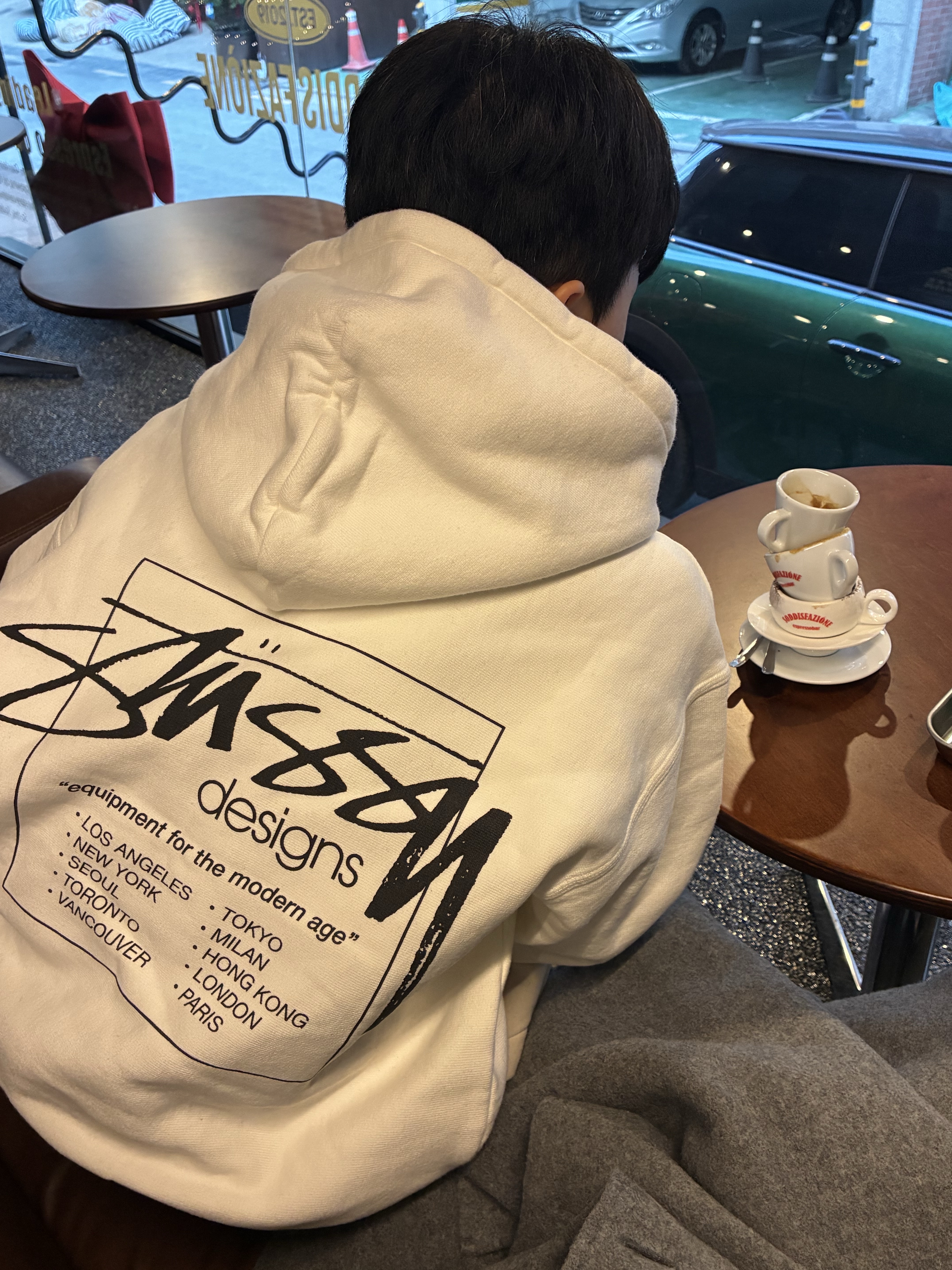 Stussy Modern Age Hoodie Pigment Dyed Natural 착용 스타일