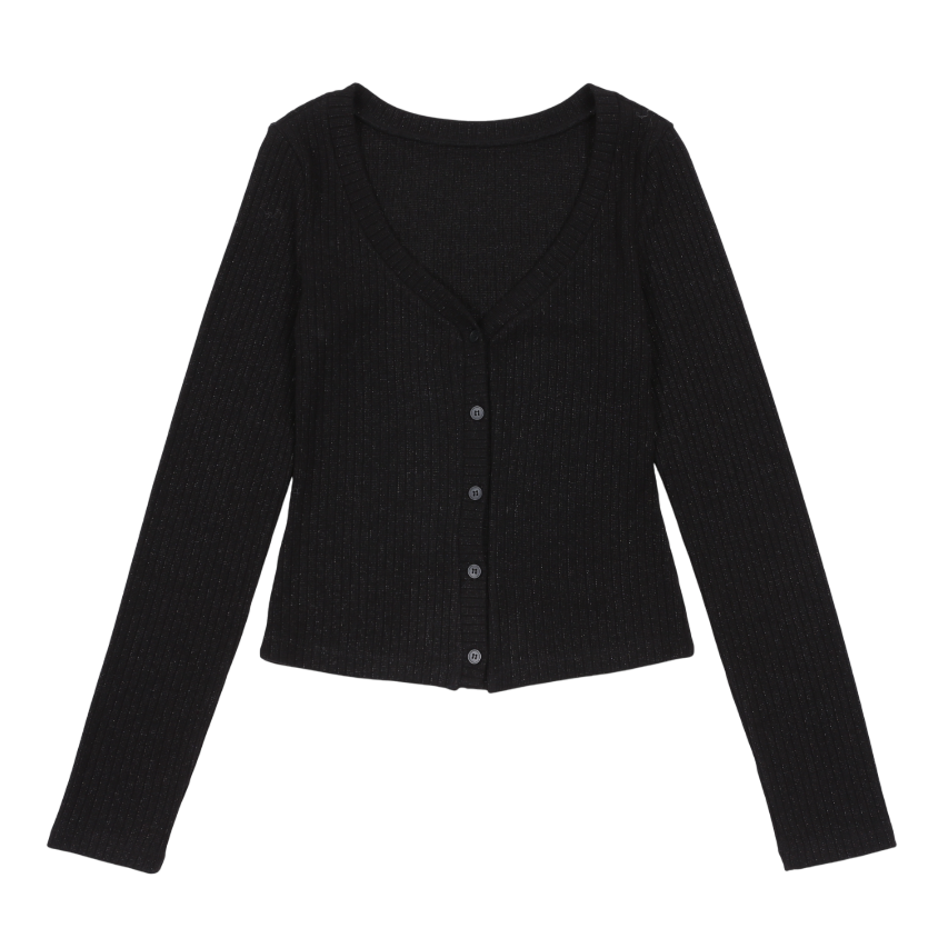 A25FWTS70BK0F Asura Flower Spangle Cardigan Black