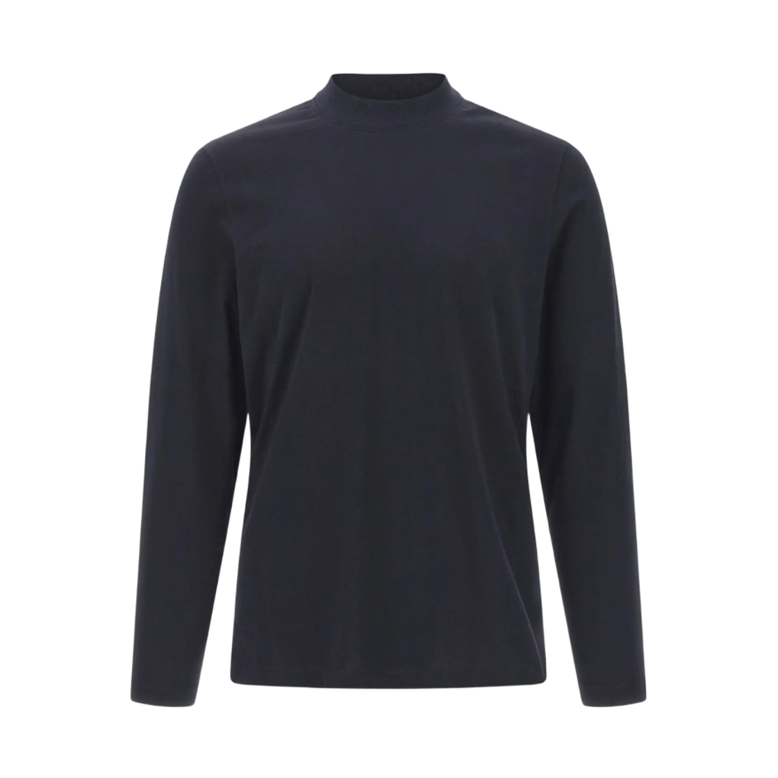 브루넬로 쿠치넬리 코튼 저지 모크넥 롱슬리브 티셔츠 네이비 블루(Brunello Cucinelli Cotton Jersey Mock Neck Long Sleeve T-Shirt Navy Blue) - 1