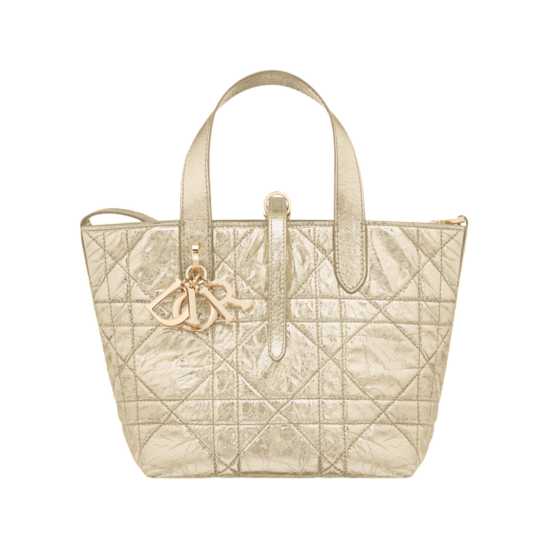 디올 스몰 디올 뚜주흐 버티컬 토트백 세미-플랫 매크로까나쥬 크링클 카프스킨 골드(Dior Small Dior Toujours Vertical Tote Bag Semi-Flat Macro Cannage Crinkled Calfskin Gold) - 1