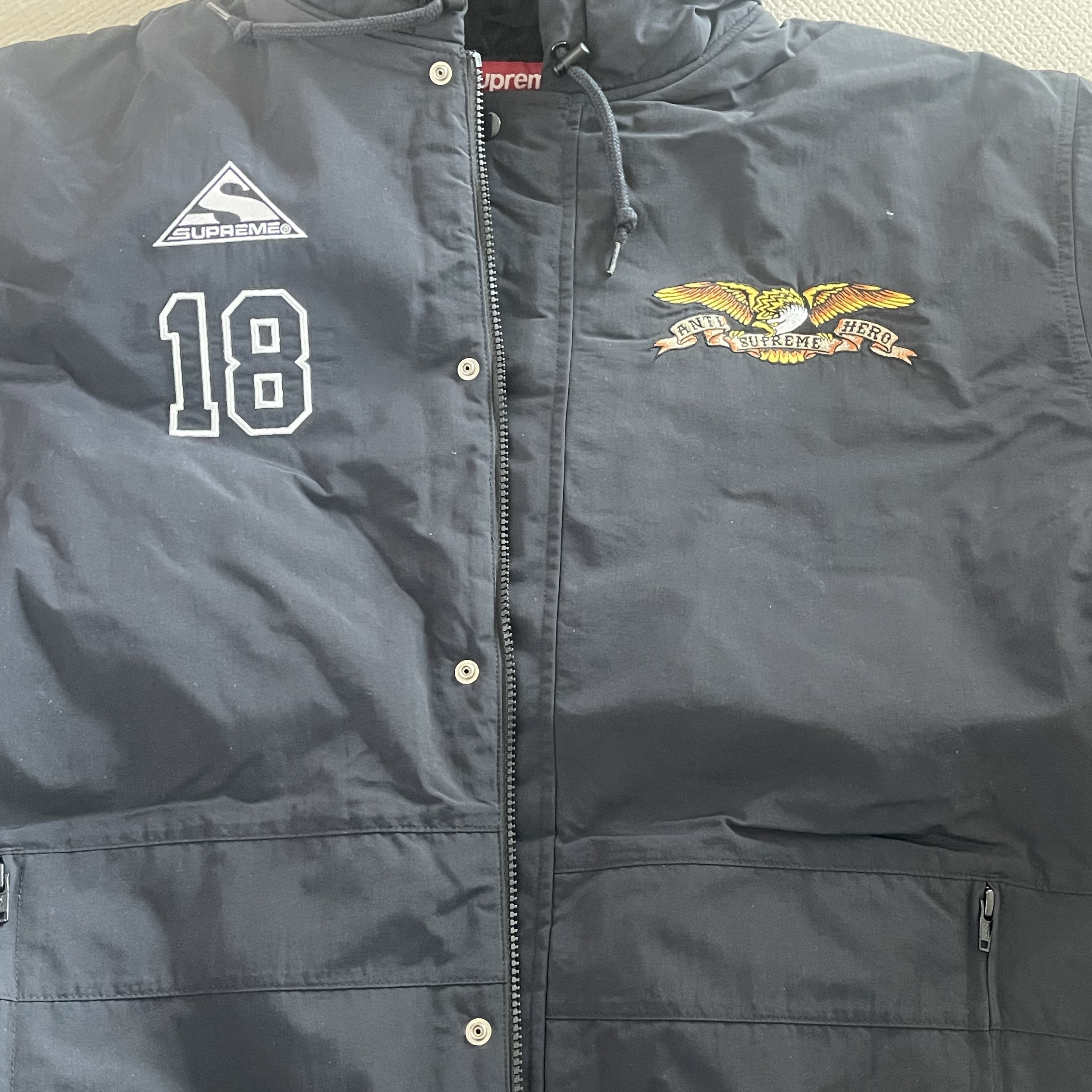 Supreme Antihero Stadium Jacket Black - 25FW 착용 스타일 - 8