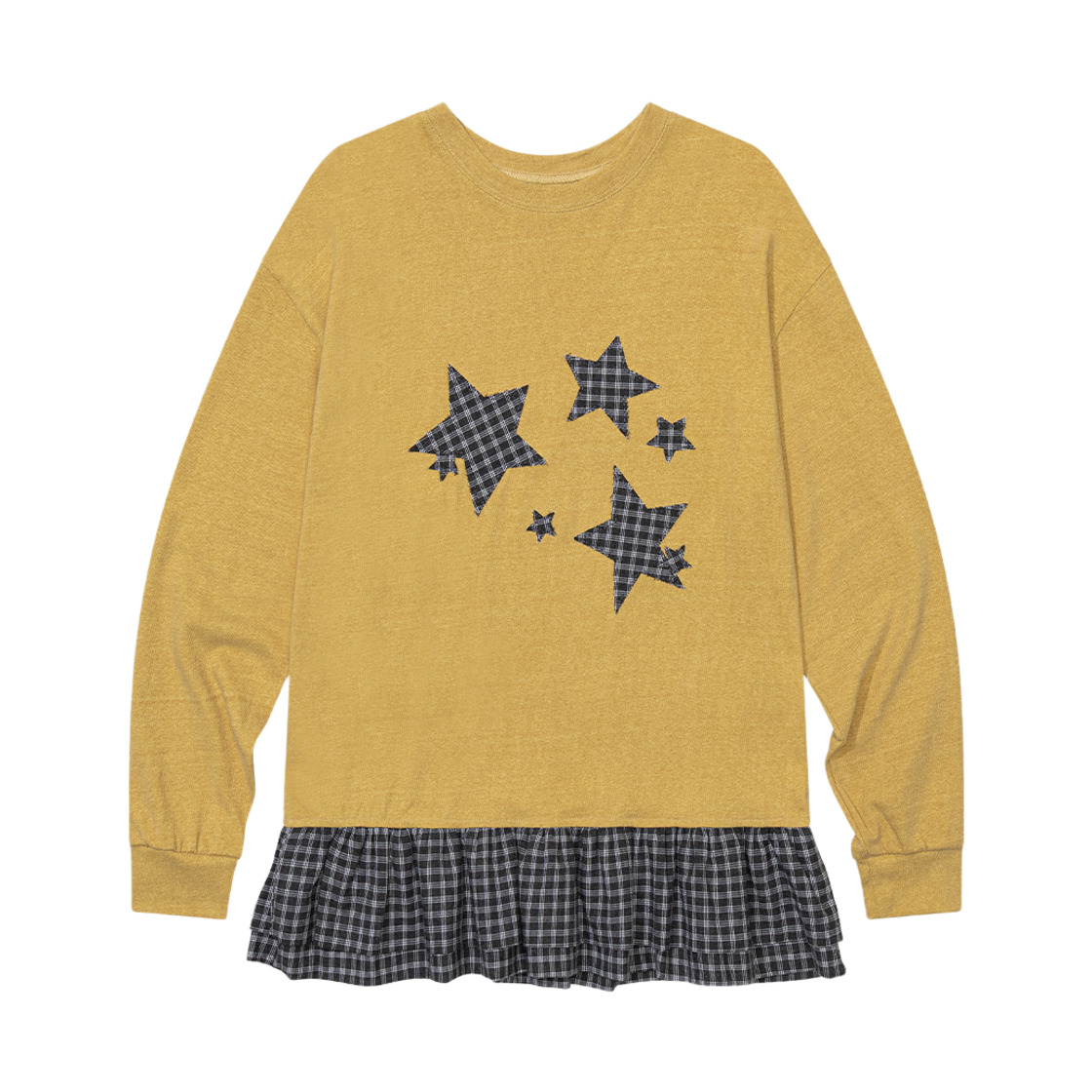 LUV018 UGLYSHADOW Star Frill Long Sleeve T-Shirt Mustard