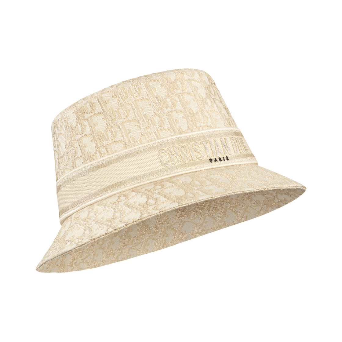 (W) 디올 오블리크 D-바비 스몰 브림 버킷햇 코튼 블렌드 베이지 골드((W) Dior Oblique D-Bobby Small Brim Bucket Hat Cotton Blend Beige Gold) - 1