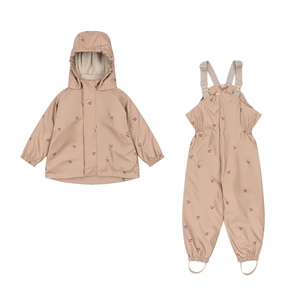 국내공식 콩제슬래드 우비 레인 자켓 팬츠 세트 체리(Konges Sløjd Rainy Palme Set Cherry)