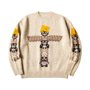 Kapital 5G Wool Peckish Totem Pole Crew Sweater Kinari