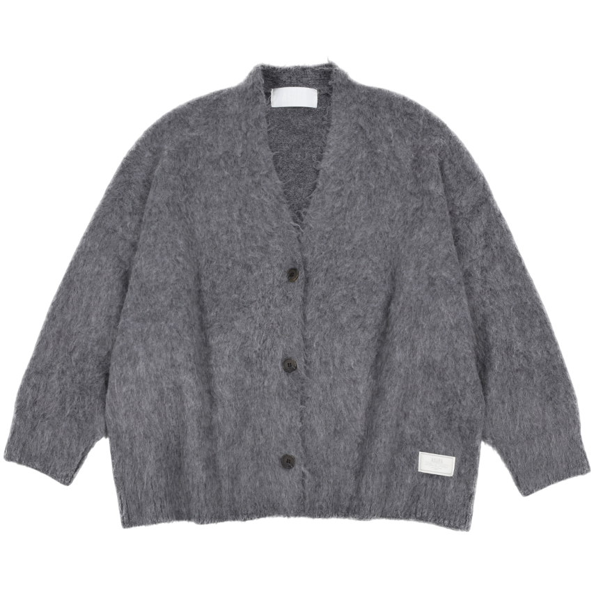 A25FWKN74GR0F Asura Hairly Brush Midi Cadigan Grey