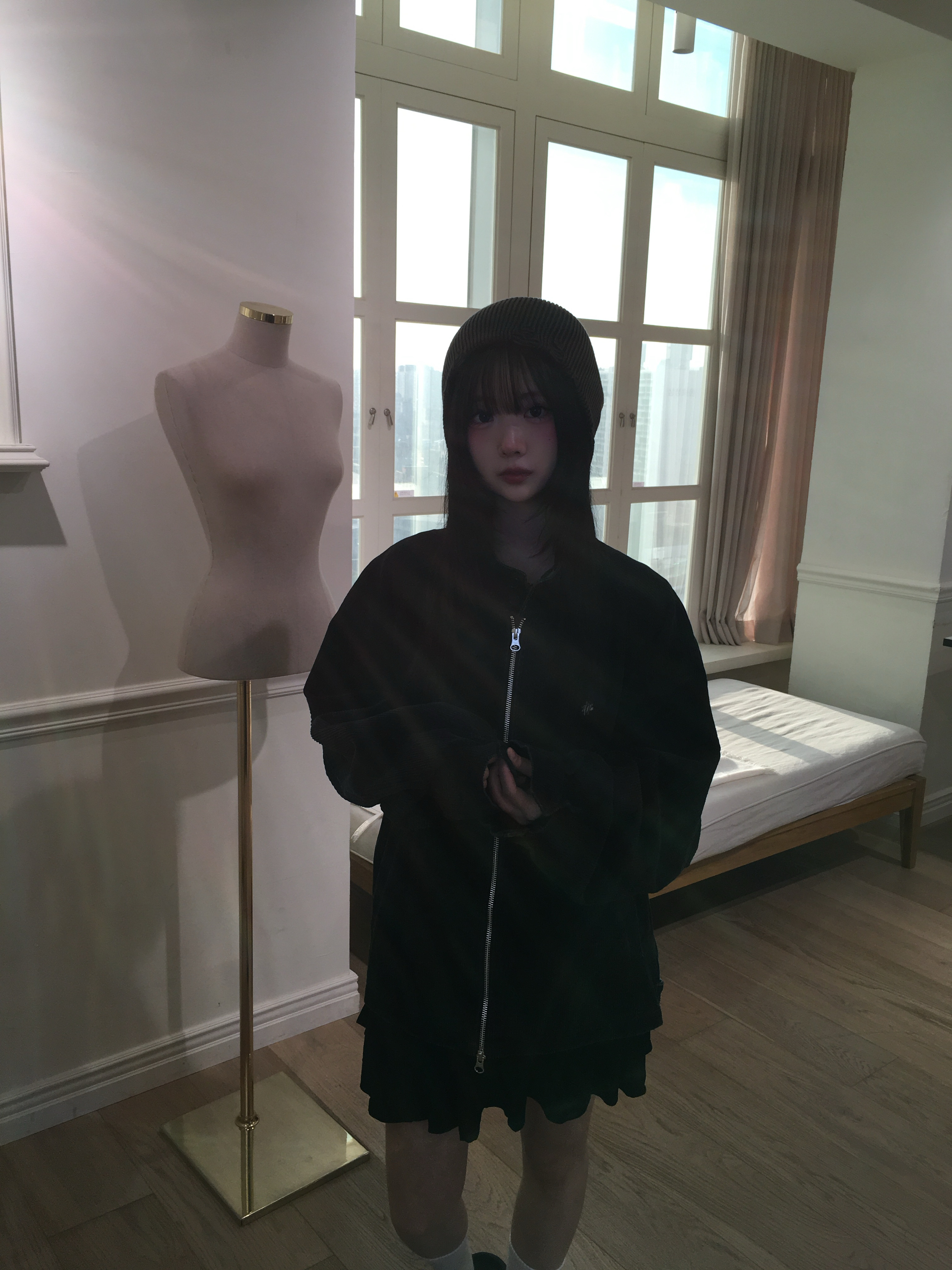 SLOW RECORD HOUSE Vintage Corduroy Harrington Jacket Charcoal 착용 스타일 - 6
