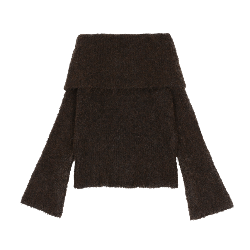 아수라 코지 울 오프숄더 니트 브라운(Asura Cozy Wool Off Shoulder Knit Brown) - 2