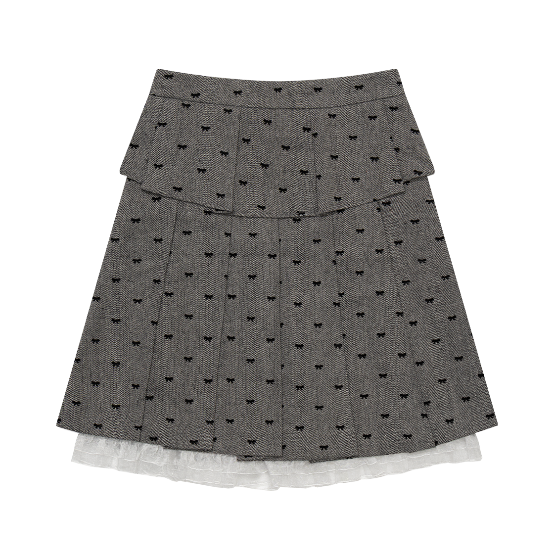 LUV043 UGLYSHADOW Ribbon Midi Skirt Grey