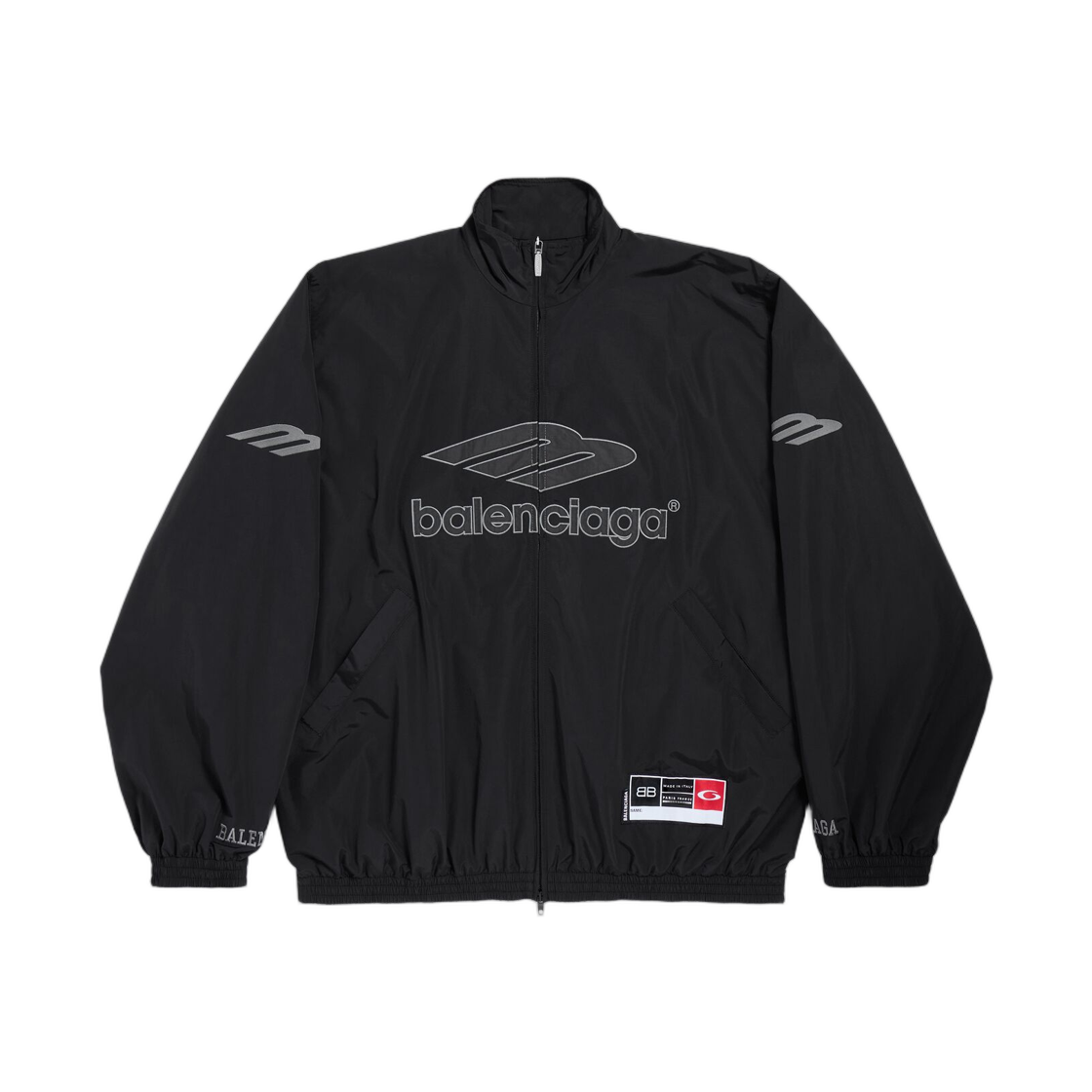 857734TPQ381000 Balenciaga 3B Football Tracksuit Jacket Black