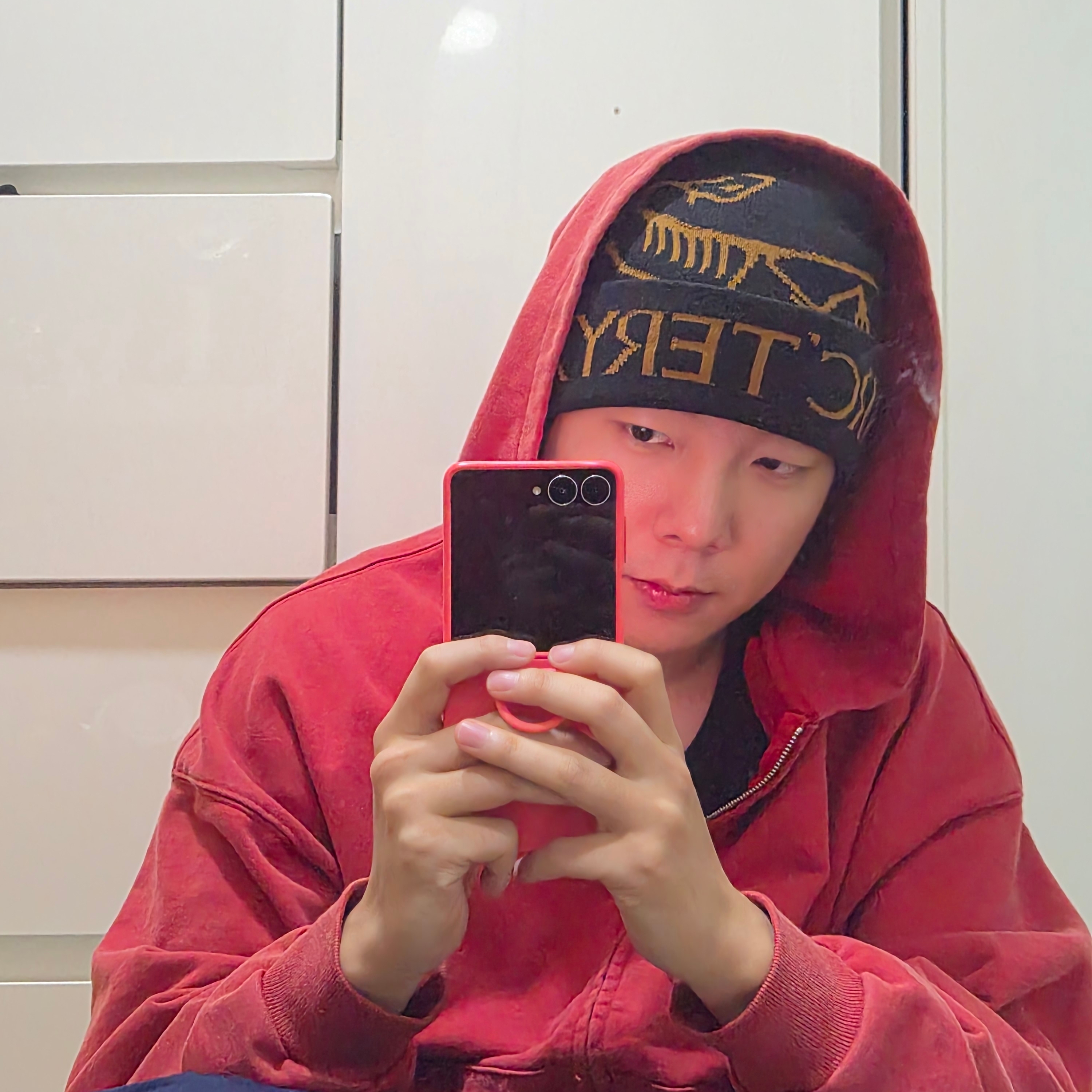 Arc'teryx Bird Word Toque 24K Black, Suade Cropped Washed Hood Zip Up Red 착용 스타일 - 1