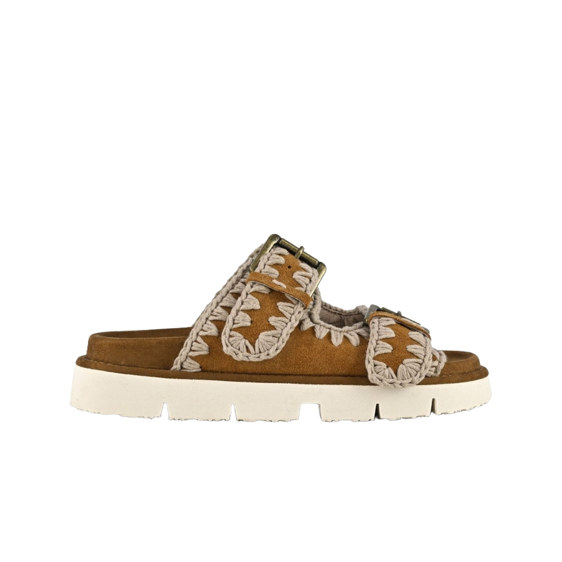 (W) 모우 비오 투 버클 샌들 꼬냑 스웨이드((W) Mou Bio Sandal Two Buckle Cognac Suede)