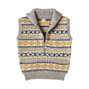 Kapital 3G Wool Yellow Knife Fair Isle Half Zip Vest Yellow