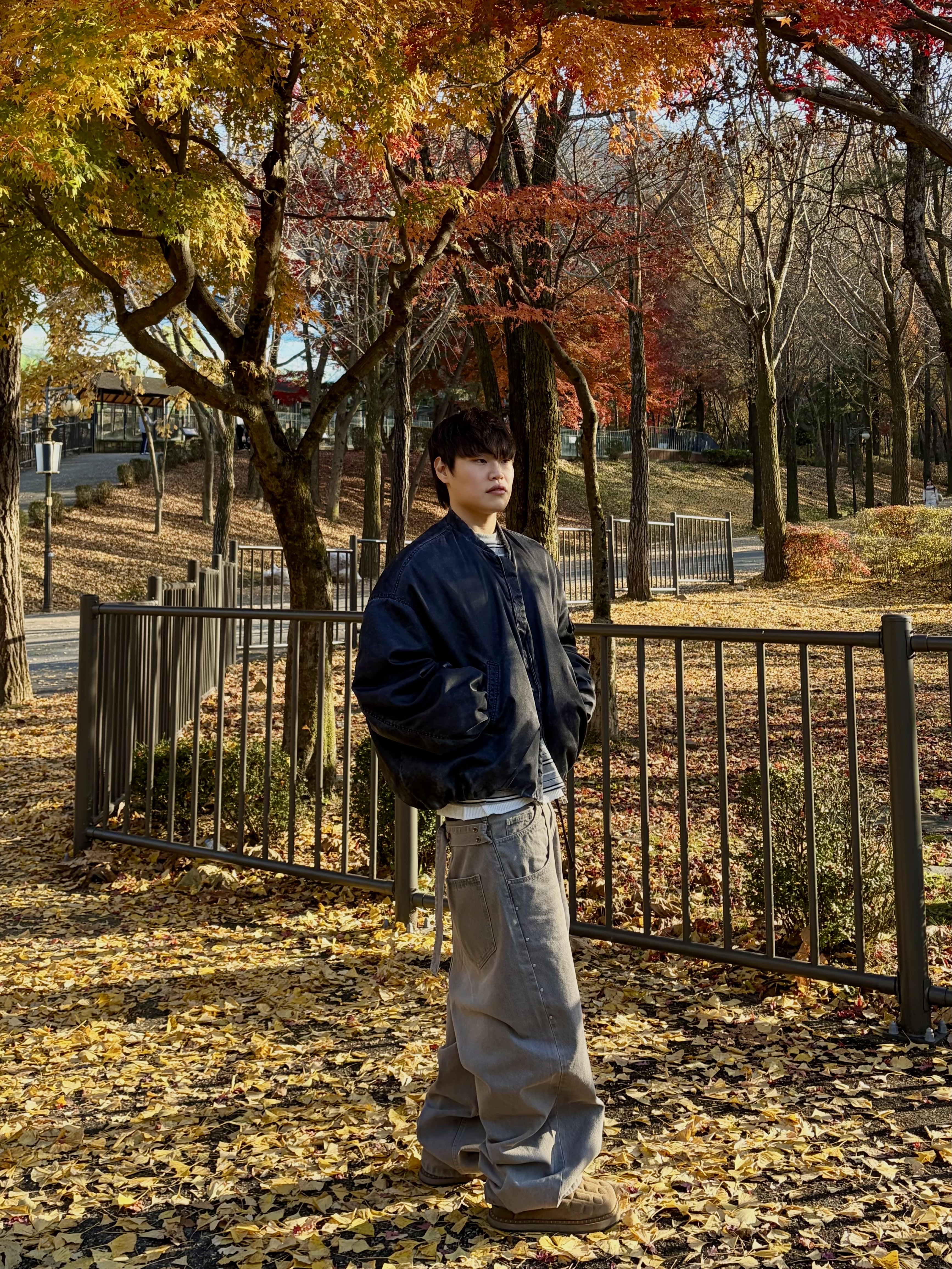 Nonnod x Undermycar Esker Jacket Crown Blue, Kinchi x Yiyae Bone Mule Camel 착용 스타일 - 4