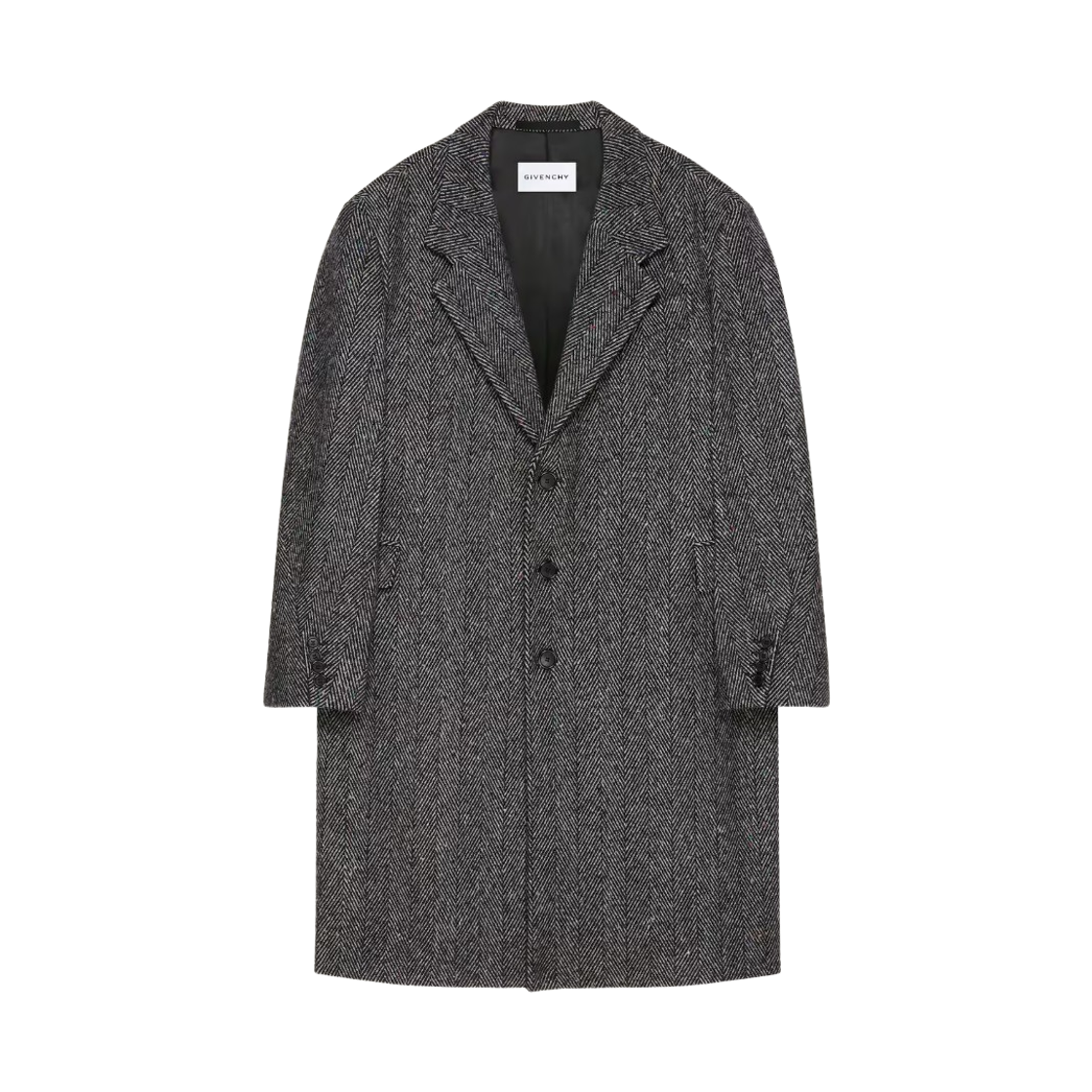 BMC090165K-004 Givenchy Tailored Coat in Wool Herringbone Black White