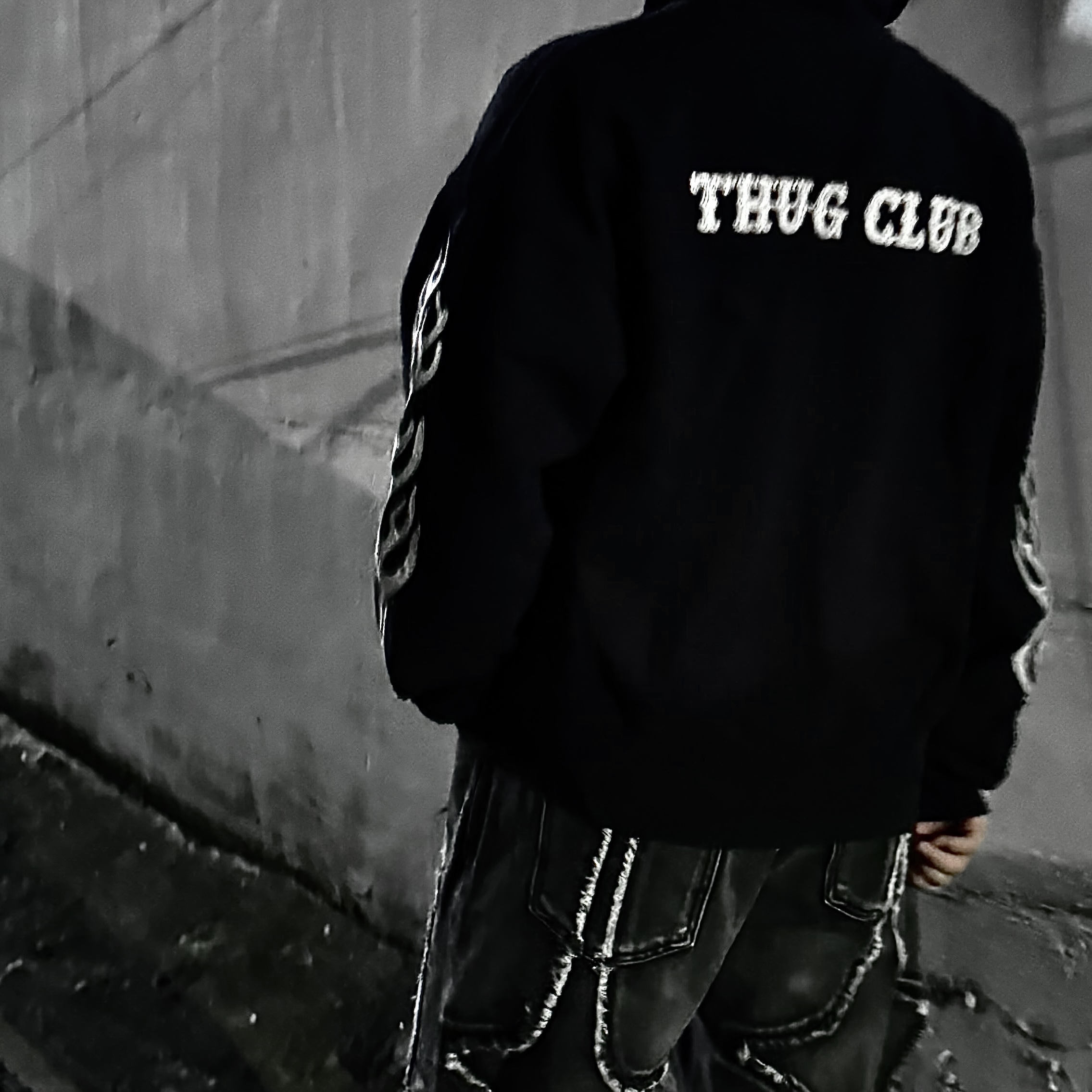 Adidas x Thug Club Long Sleeve T-Shirt Black - KR Sizing, Thug Club Leather Flame Hooded Zip-Up Navy 착용 스타일 - 5