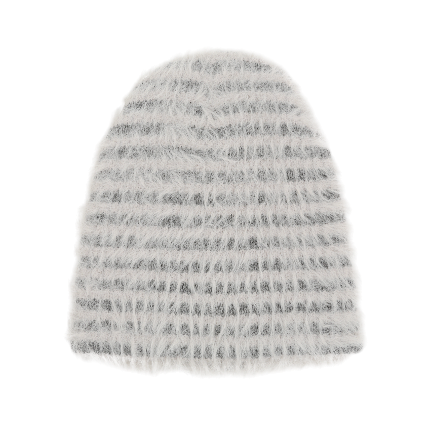 아수라 플러피 스트라이프 비니 라이트 그레이(Asura Fluffy Stripe Beanie Light Grey) - 2