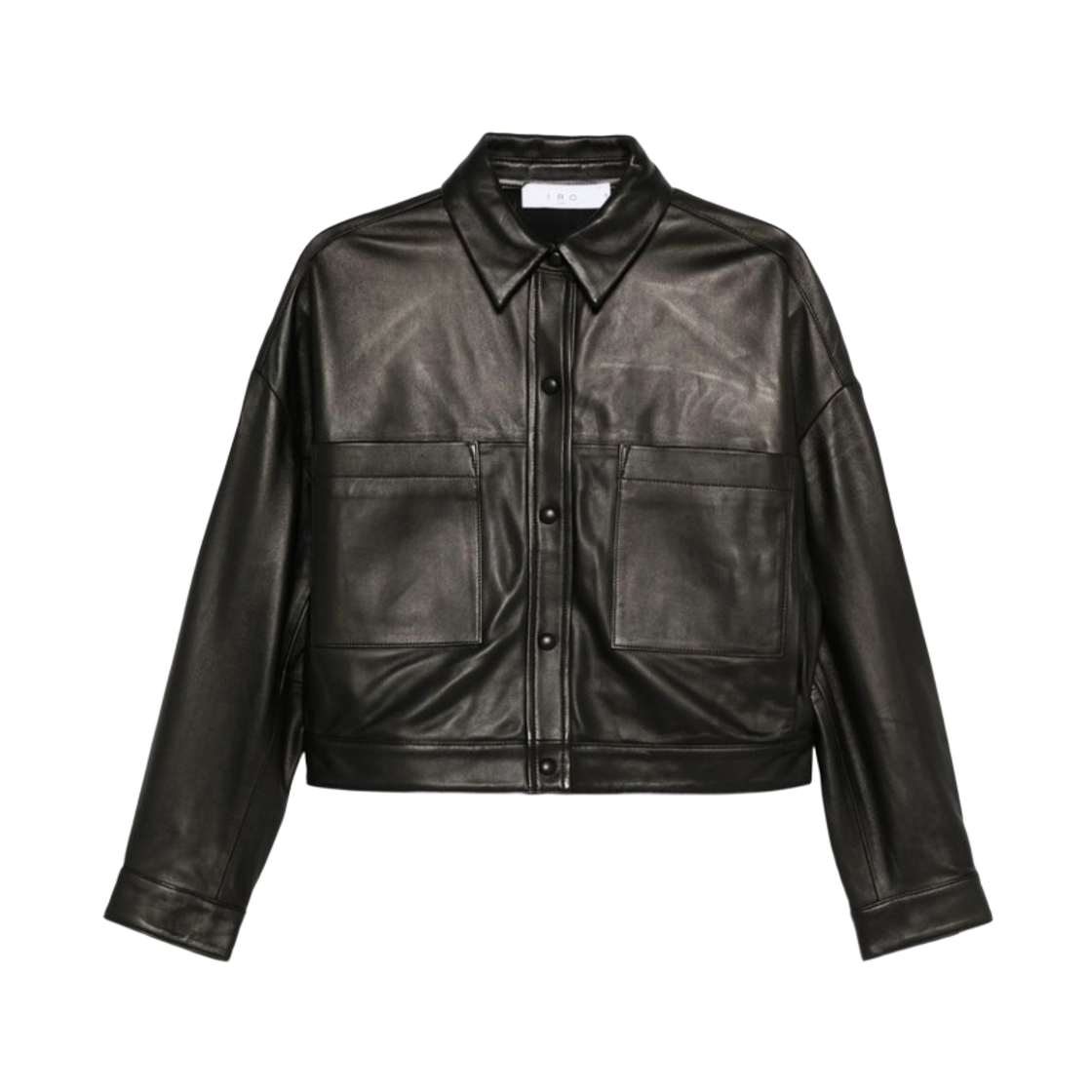(W) 이로 버튼 레더 포켓 자켓 블랙((W) Iro Button Leather Pocket Jacket Black)