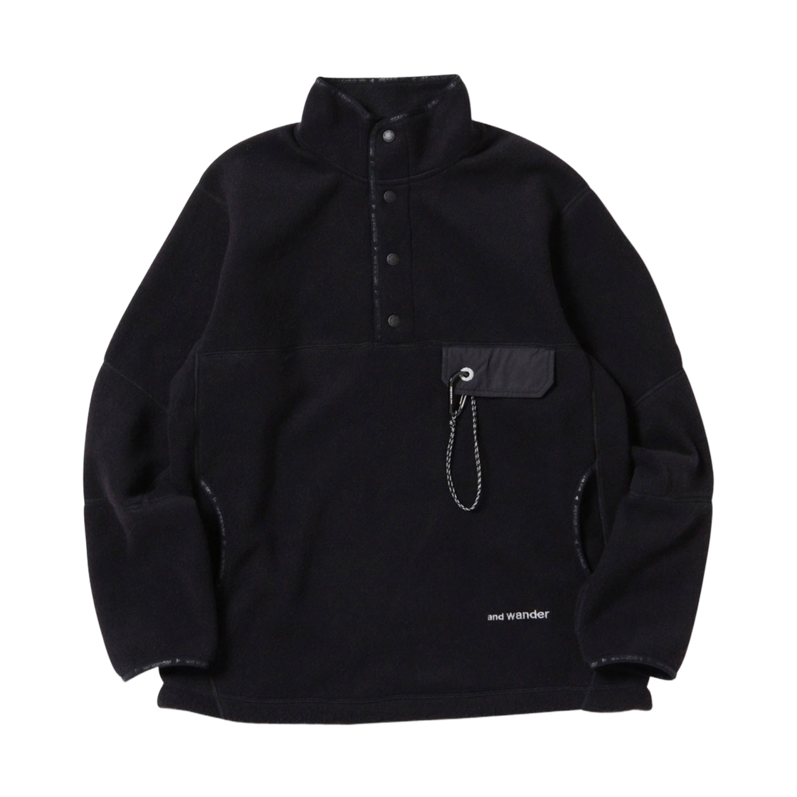 앤드 원더 울 플리스 풀오버 블랙(And Wander Wool Fleece Pullover Black)