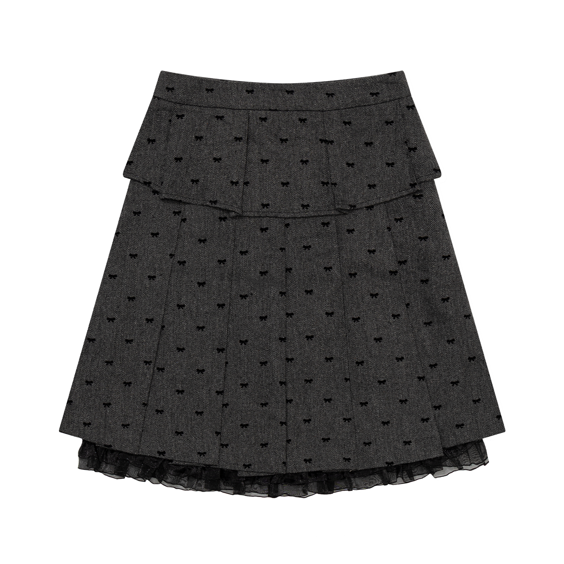 LUV044 UGLYSHADOW Ribbon Midi Skirt Charcoal