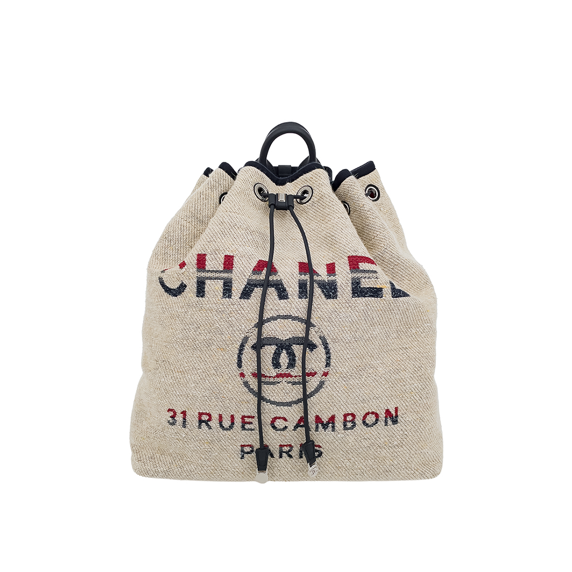 IT3D5ACI2IA2 Chanel Deauville Backpack Beige/Multi-Color Silver-Tone Raffia (5ET1869)