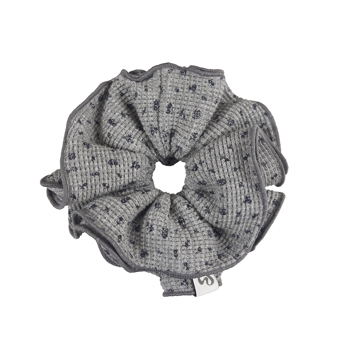 LUV063 UGLYSHADOW Flower Waffle Scrunchie Grey