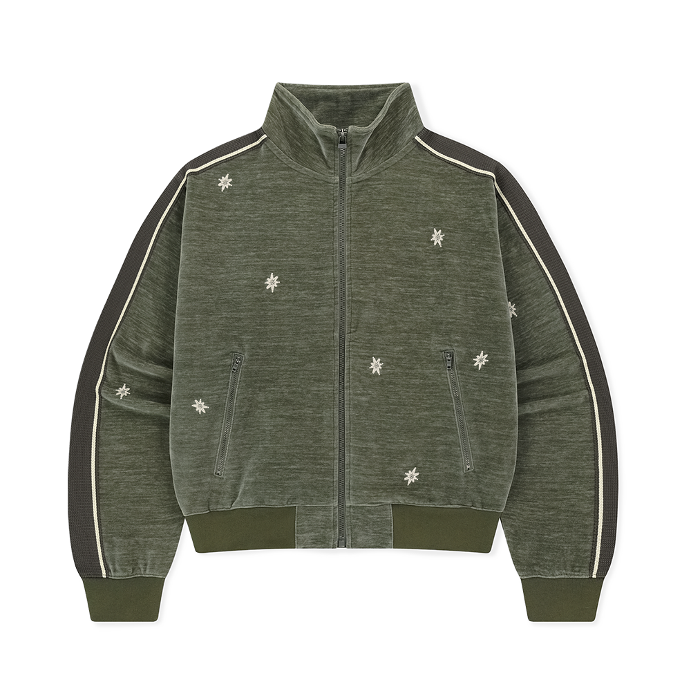 SL253WOWLS01KH [트리플적립]SUNLOVE Velour Twinkle Track Jacket Khaki