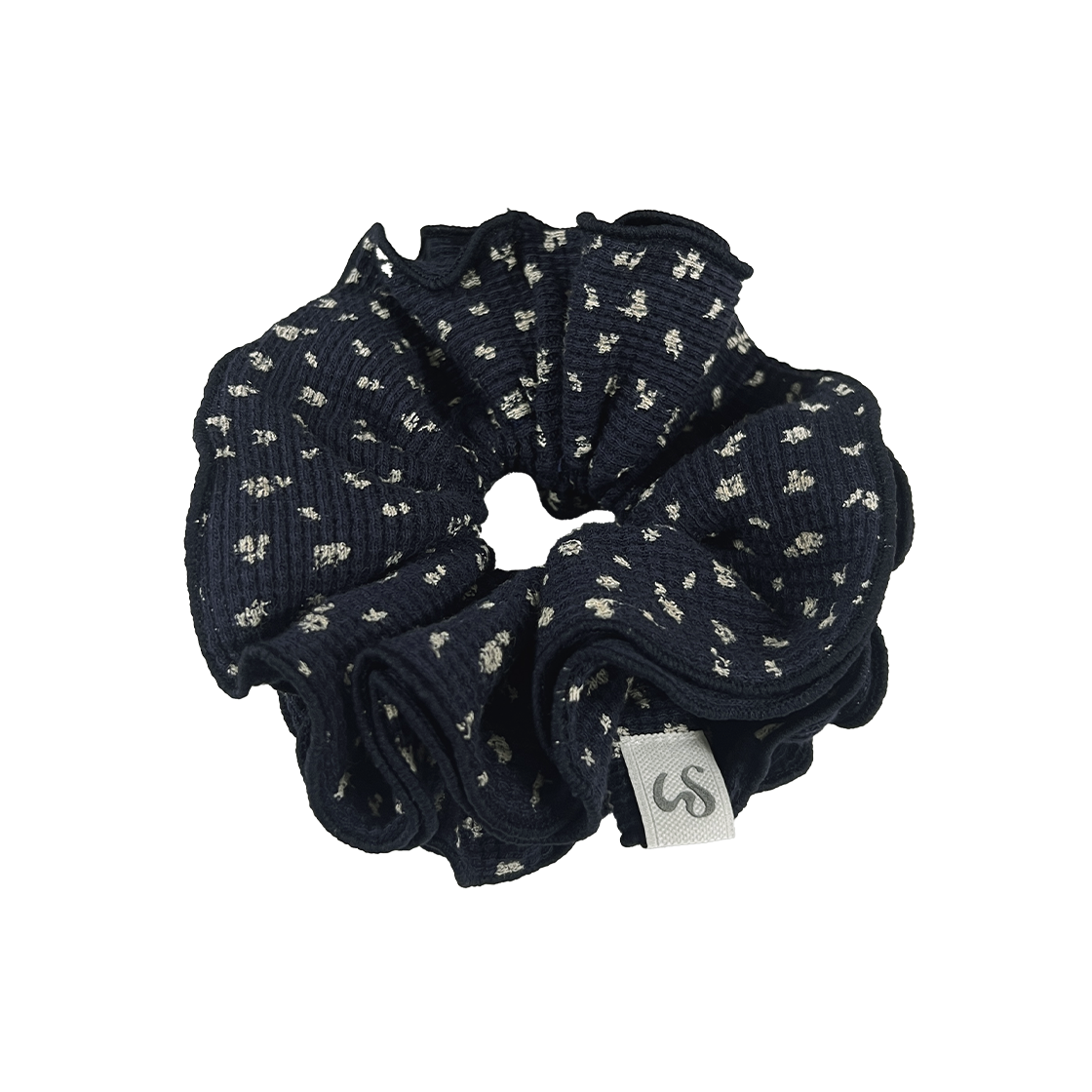 LUV064 UGLYSHADOW Flower Waffle Scrunchie Navy