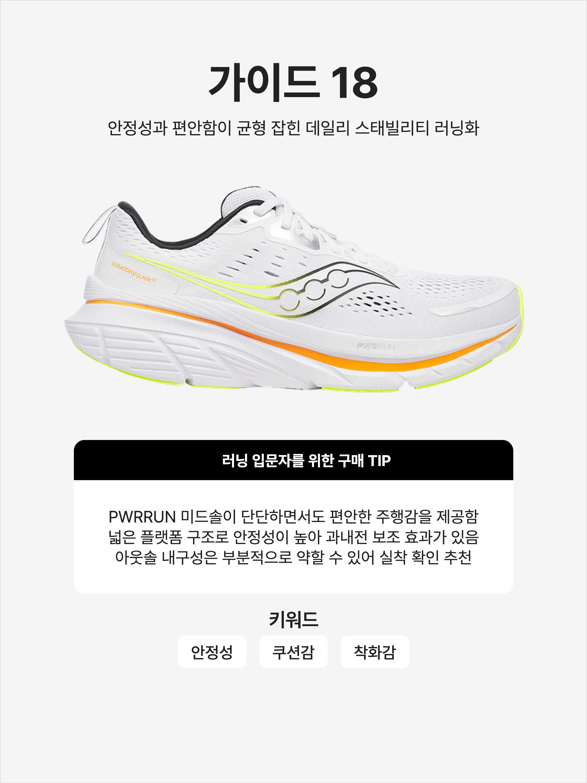 Saucony Guide 18 White Peel, Saucony Guide 18 Wide Triple Black 착용 스타일 - 1
