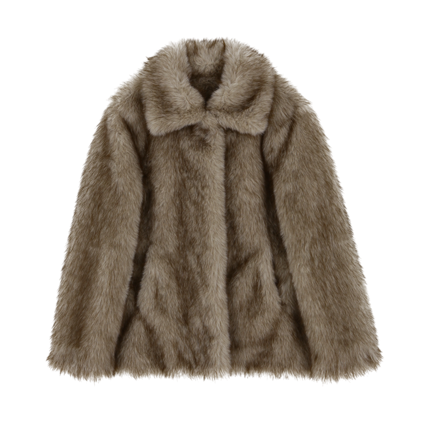 A25FWJK23BG0F Asura Fox Midi Fur Jacket Beige