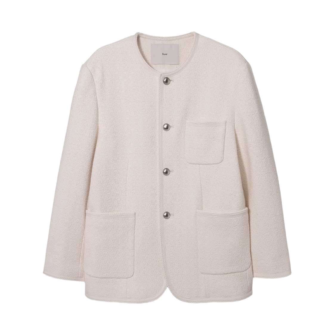 던스트 칼라리스 트위드 자켓 아이보리(Dunst Collarless Tweed Jacket Ivory)
