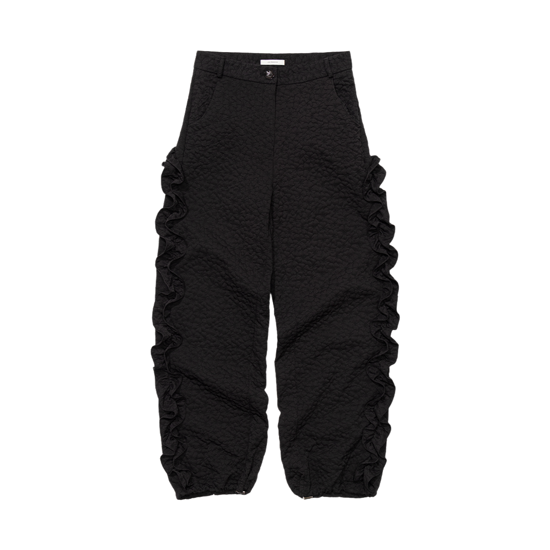 LUV048 UGLYSHADOW Flower Ruffle Pants Black